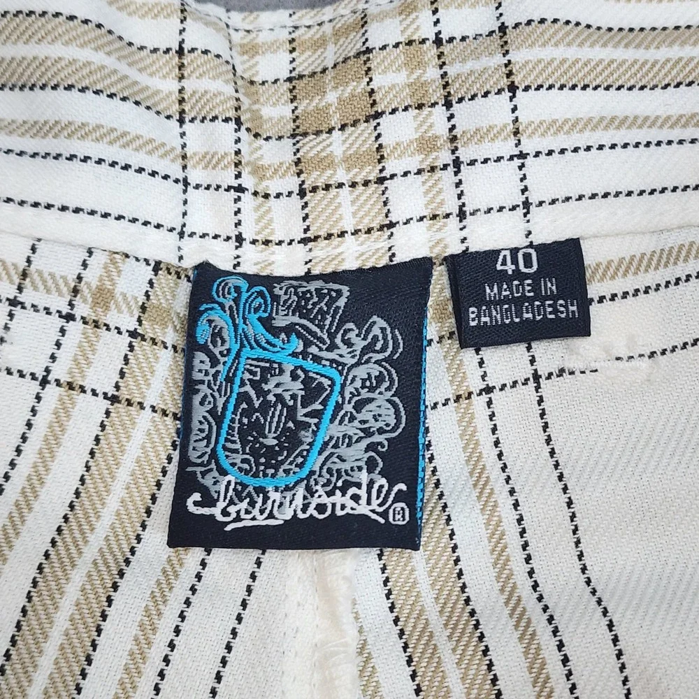 Burnside Plaid Shorts White‎ Tan Khaki JCBD9875H Mens 40 NEW